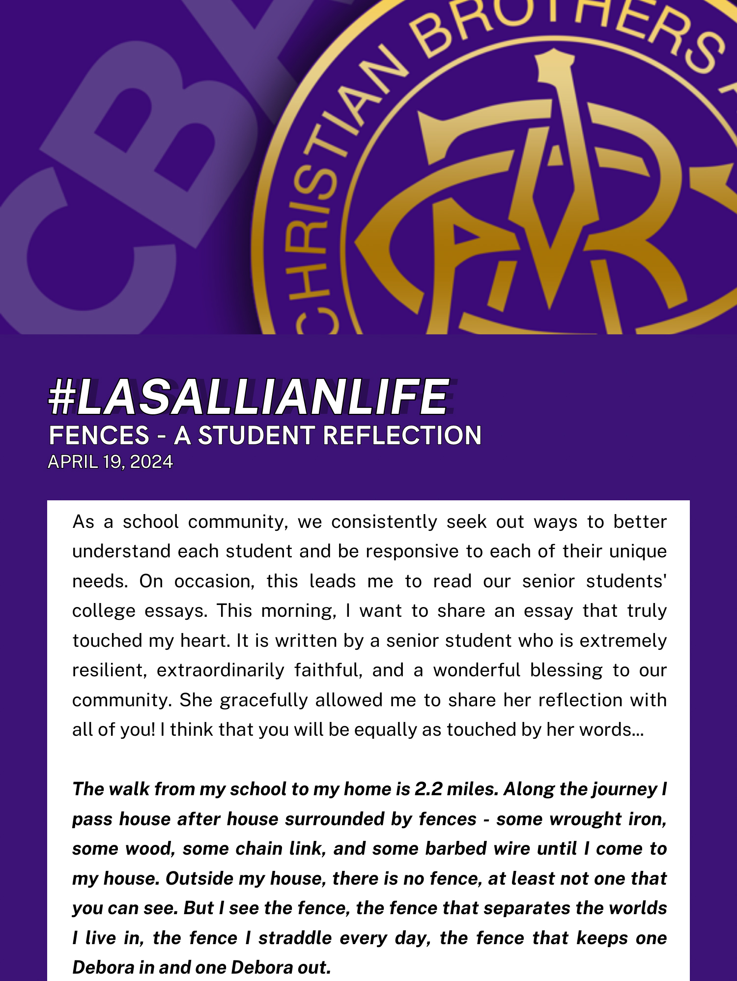 #LasallianLife : Fences - A Student Reflection