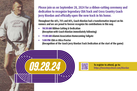 september 28th 2024 ribbon cutting ceremony with cba track and cross country coach jerry riordan