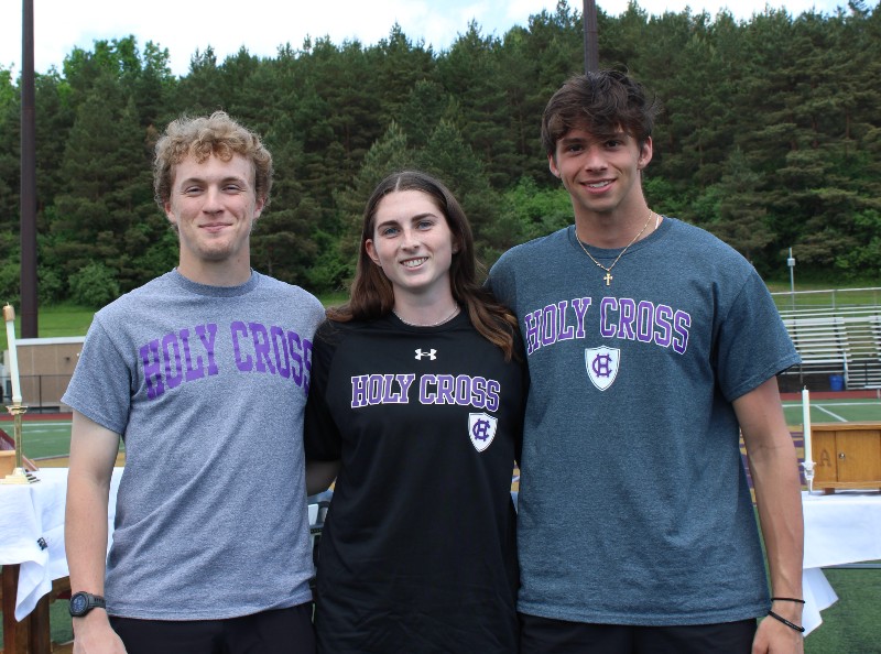 college bound class of 2024 destinations part 1 of 3 cba students John Engle, Margaret Melvin, Jack Landau for holy cross college