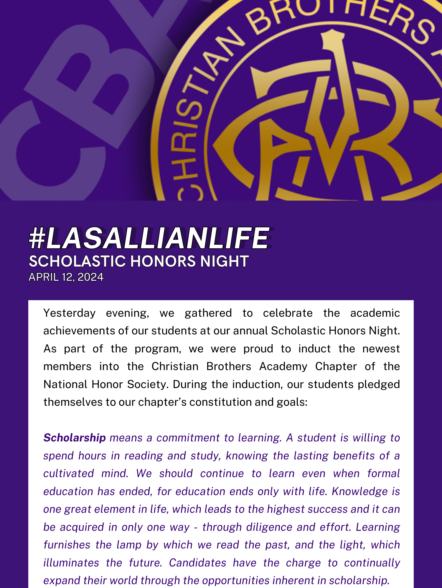 #LasallianLife : Scholastic Honors Night